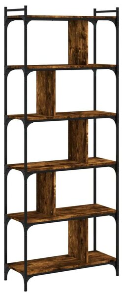 VIDAXL - 6 Polcos Ipari Könyvespolc - Füstölt Tölgy Fa - 76x32x192cm