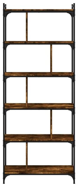 VIDAXL - 6 Polcos Ipari Könyvespolc - Füstölt Tölgy Fa - 76x32x192cm