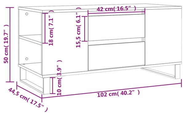 Modern Dohányzóasztal - Sonoma Tölgy - 102x44,5x50 cm
