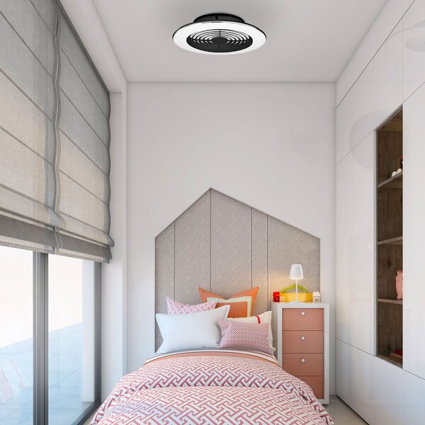 Alisio Mini LED mennyezeti ventilátor, fekete, Ø52,5 cm – Mantra Mantra Iluminación, Alisio mini, dimmable, Fekete, Nappali, Fém, Modern