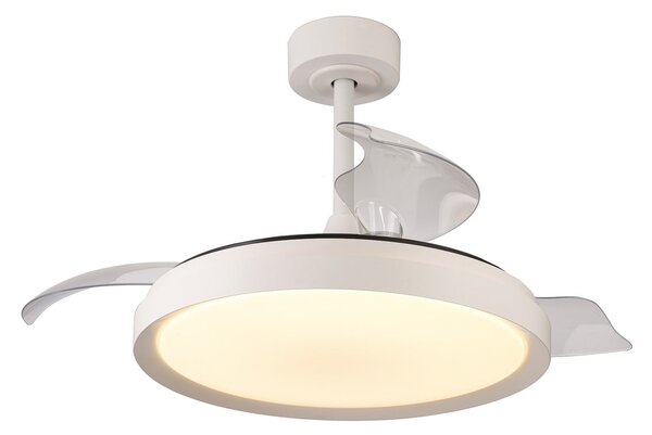 Mistral LED mennyezeti ventilátor, fehér, csendes DC-meghajtás, CCT – Mantra Mantra Iluminación, Mistral, dimmable, Fehér, Nappali, Műanyag, Modern