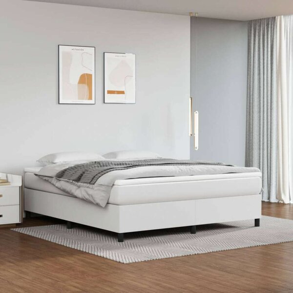 VidaXL fehér műbőr rugós ágy matraccal 160 x 200 cm