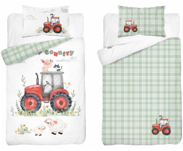 Traktoros ovis ágynemű szett (happy country red)