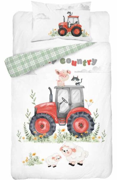 Traktoros ovis ágynemű szett (happy country red)