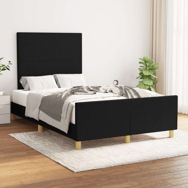 VidaXL Ágykeret Fekete Szövet Fejtámlával 120x200 cm