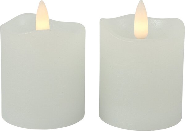 LED oszlopos gyertya LYON 8 cm fehér, szett 2 db