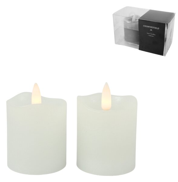 LED oszlopos gyertya LYON 8 cm fehér, szett 2 db