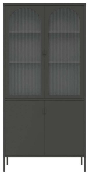 VidaXL fekete üveg és acél magasszekrény 90 x 40 x 180 cm
