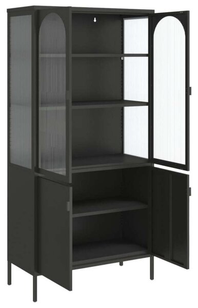 VidaXL fekete üveg és acél magasszekrény 90 x 40 x 180 cm