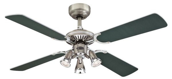 Princess Euro ventilátor, 3 izzós, ezüst/grafit – Westinghouse Westinghouse, Princess Euro, Szürke, Nappali, Fa