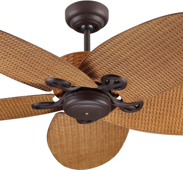Fijian II mennyezeti ventilátor, barna, Ø 132 cm, csendes – Beacon Beacon Lighting, Fijian II, Barna / Rozsdabarna, Nappali, Műanyag