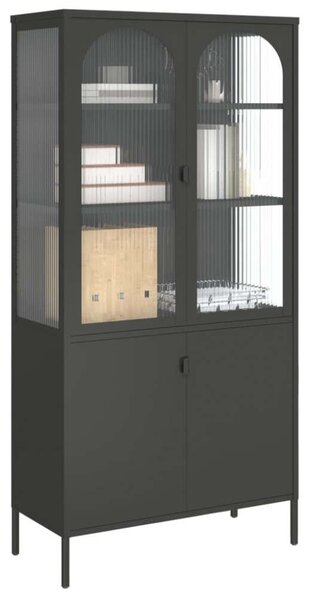 VidaXL fekete üveg és acél magasszekrény 90 x 40 x 180 cm