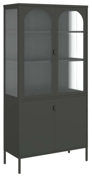 VidaXL fekete üveg és acél magasszekrény 90 x 40 x 180 cm