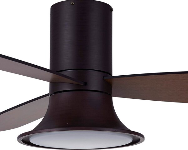 Flusso mennyezeti ventilátor világítással, bronz színű, csendes, Beacon Beacon Lighting, Flusso, dimmable, Bronz / Öreg Sárgaréz, Nappali, Fa, Modern