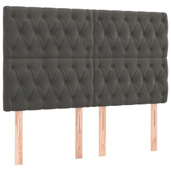 VidaXL Bársony Fejtámla - 4 db - Sötétszürke - 72x7x78/88cm