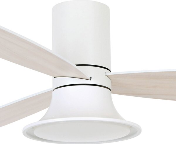 Flusso mennyezeti ventilátor világítással, fehér, Ø132 cm, csendes – Beacon Beacon Lighting, Flusso, dimmable, Fehér, Nappali, Fa, Modern