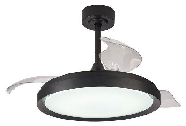 Mistral LED mennyezeti ventilátor, fekete, DC csendes CCT – Mantra Mantra Iluminación, Mistral, dimmable, Fekete, Nappali, Műanyag, Modern