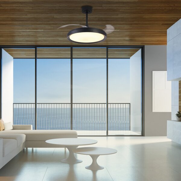 Mistral LED mennyezeti ventilátor, fekete, DC csendes CCT – Mantra Mantra Iluminación, Mistral, dimmable, Fekete, Nappali, Műanyag, Modern