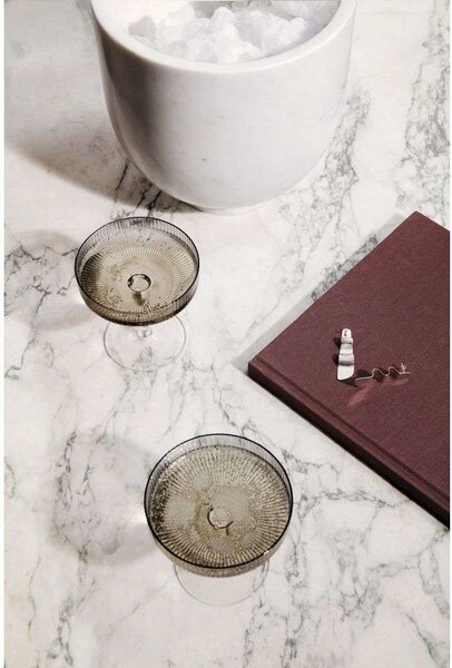 Ferm LIVING - Ripple Champagne Saucers Set of 2 Smoked Greyferm LIVING - Lampemesteren