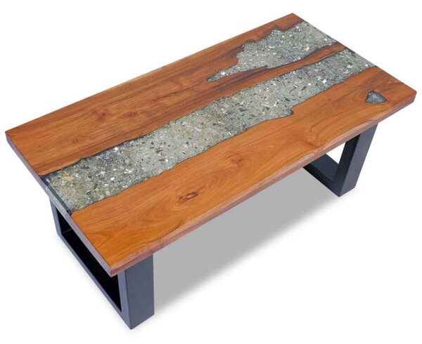 VidaXL Tömör Tikfa Dohányzóasztal - 100x50 cm