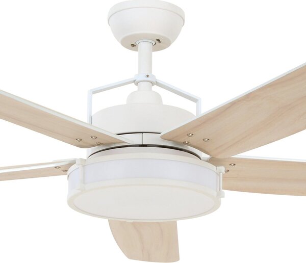 Louisville mennyezeti ventilátor világítással, fehér, csendes – Beacon Beacon Lighting, Louisville, dimmable, Fa, Nappali, Fa