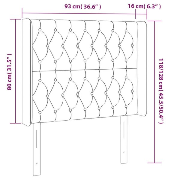 VidaXL Fejtámla Szövet - Fekete - 93x16x118/128 cm