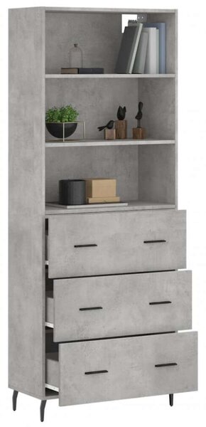 VidaXL Magasszekrény - Betonszürke - 69,5x34x180 cm