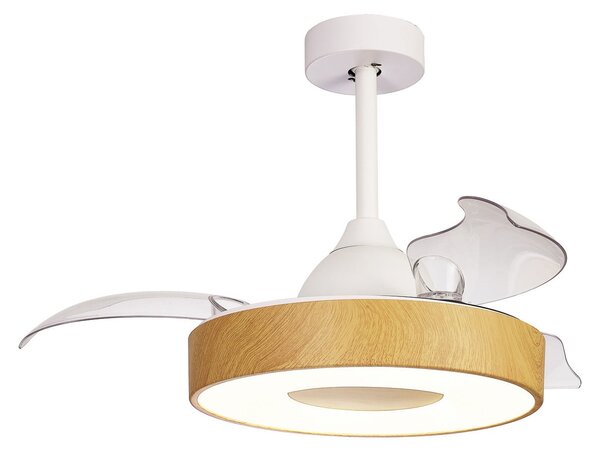 Coin Mini LED mennyezeti ventilátor, fa, csendes DC-meghajtás, CCT – Mantra Mantra Iluminación, Coin Mini, dimmable, Fehér, Nappali, Műanyag, Modern