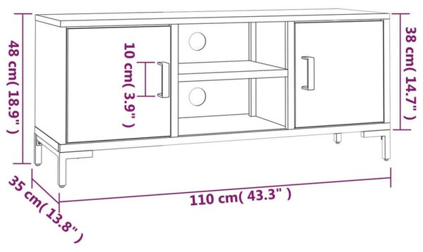 VidaXL Rusztikus TV-szekrény - Tömör Fenyőfa - 110x35x48 cm