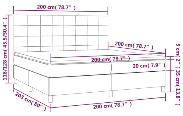 VidaXL LED-es Ágy - Rugós - 200x200 cm