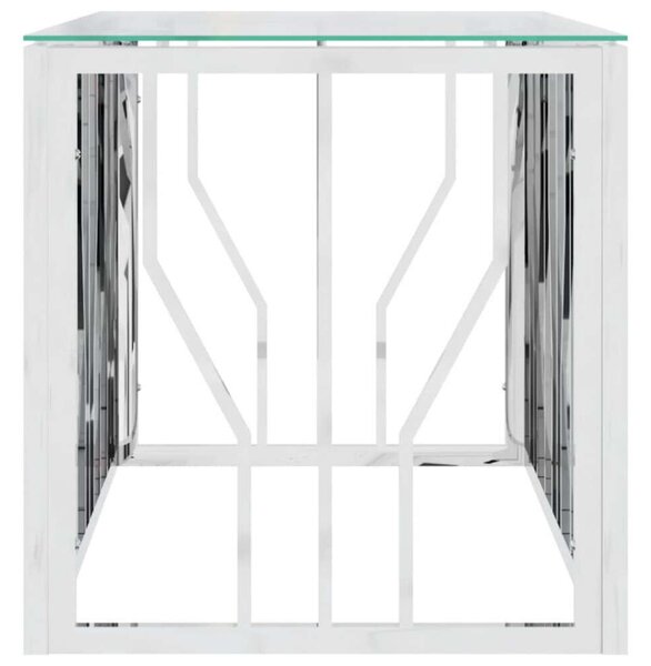 Modern Dohányzóasztal - Üveg és Rozsdamentes Acél - 110x45x45 cm