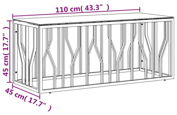 Modern Dohányzóasztal - Üveg és Rozsdamentes Acél - 110x45x45 cm