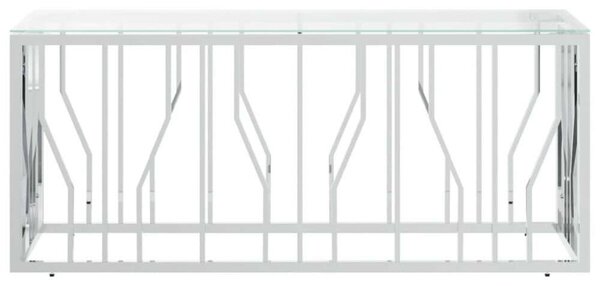 Modern Dohányzóasztal - Üveg és Rozsdamentes Acél - 110x45x45 cm