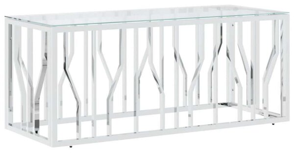 Modern Dohányzóasztal - Üveg és Rozsdamentes Acél - 110x45x45 cm
