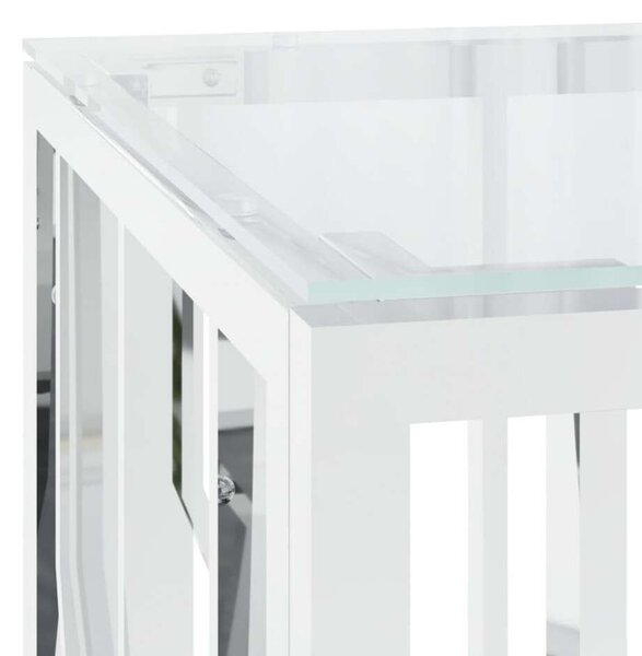 Modern Dohányzóasztal - Üveg és Rozsdamentes Acél - 110x45x45 cm
