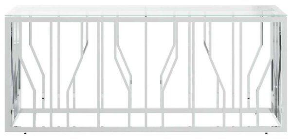 Modern Dohányzóasztal - Üveg és Rozsdamentes Acél - 110x45x45 cm