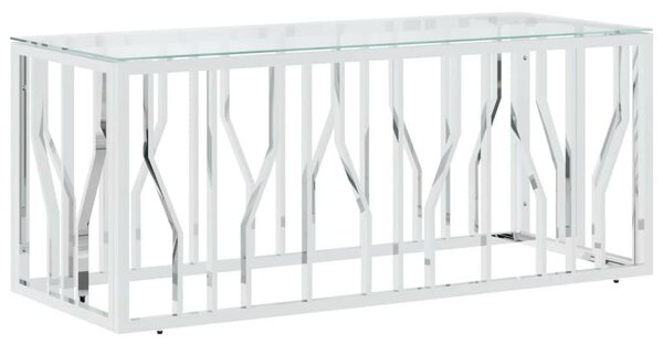 Modern Dohányzóasztal - Üveg és Rozsdamentes Acél - 110x45x45 cm