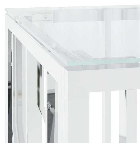 Modern Dohányzóasztal - Üveg és Rozsdamentes Acél - 110x45x45 cm