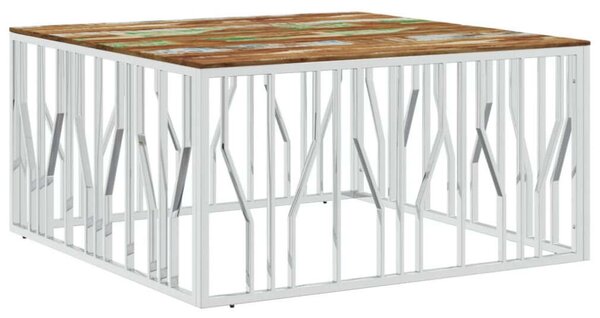 Modern Dohányzóasztal - Fa és Acél - 100x100 cm
