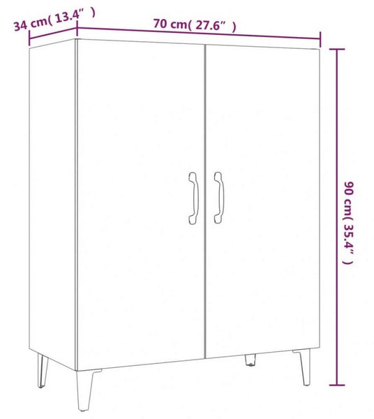 VidaXL betonszürke szerelt fa tálalószekrény 70 x 34 x 90 cm