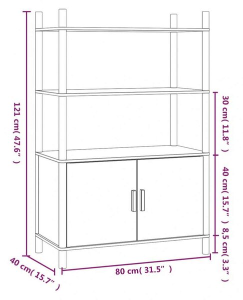 VidaXL fekete szerelt fa magasszekrény 80x40x121 cm