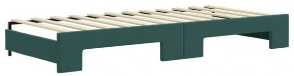 VidaXL sötétzöld kihúzható bársony heverő fiókkal 90 x 200 cm