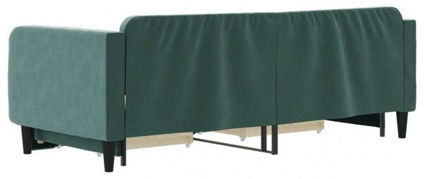 VidaXL sötétzöld kihúzható bársony heverő fiókkal 90 x 200 cm