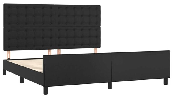 VidaXL fekete műbőr ágykeret fejtámlával 180x200 cm
