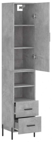VidaXL Magas Szekrény - Beton Szürke - 34,5x34x180 cm