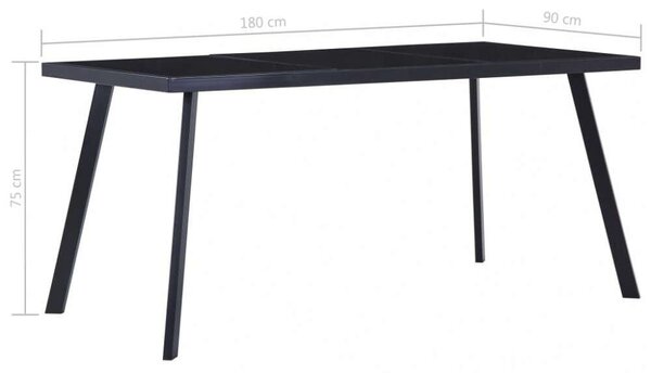 VidaXL Fekete Edzett Üveg Étkezőasztal - 180x90 cm