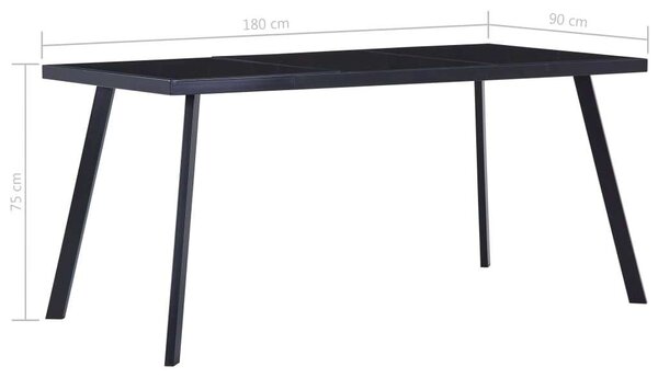 VidaXL Fekete Edzett Üveg Étkezőasztal - 180x90 cm