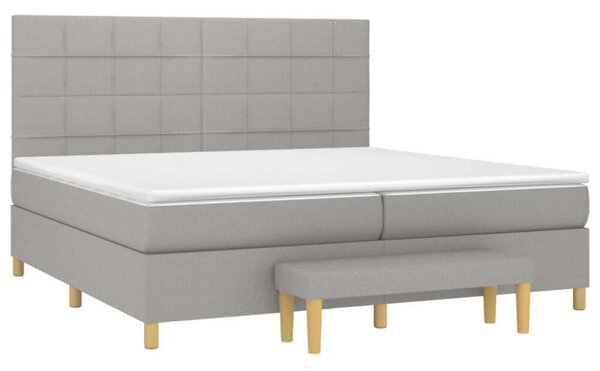 VidaXL világosszürke szövet rugós ágy matraccal 200 x 200 cm