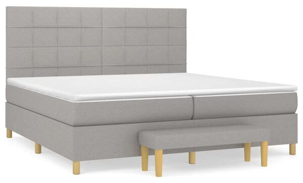 VidaXL világosszürke szövet rugós ágy matraccal 200 x 200 cm