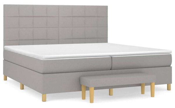 VidaXL világosszürke szövet rugós ágy matraccal 200 x 200 cm
